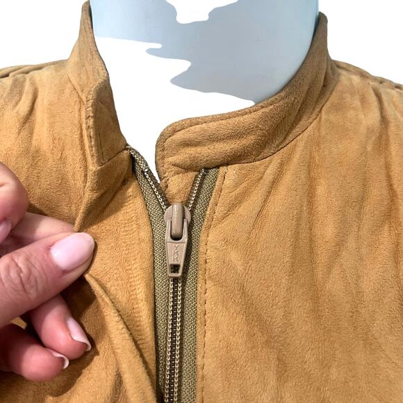 Vintage Tannery West Tan Suede Leather Jacket Zip Pocket size 4 / S *GOOD* - Picture 15 of 16